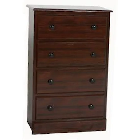 Casual Chest of Four Drawers with Carved Wooden Knobs